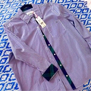 NWT Vineyard Vines Woman’s Pinstriped Blue Shirt - Size 16
